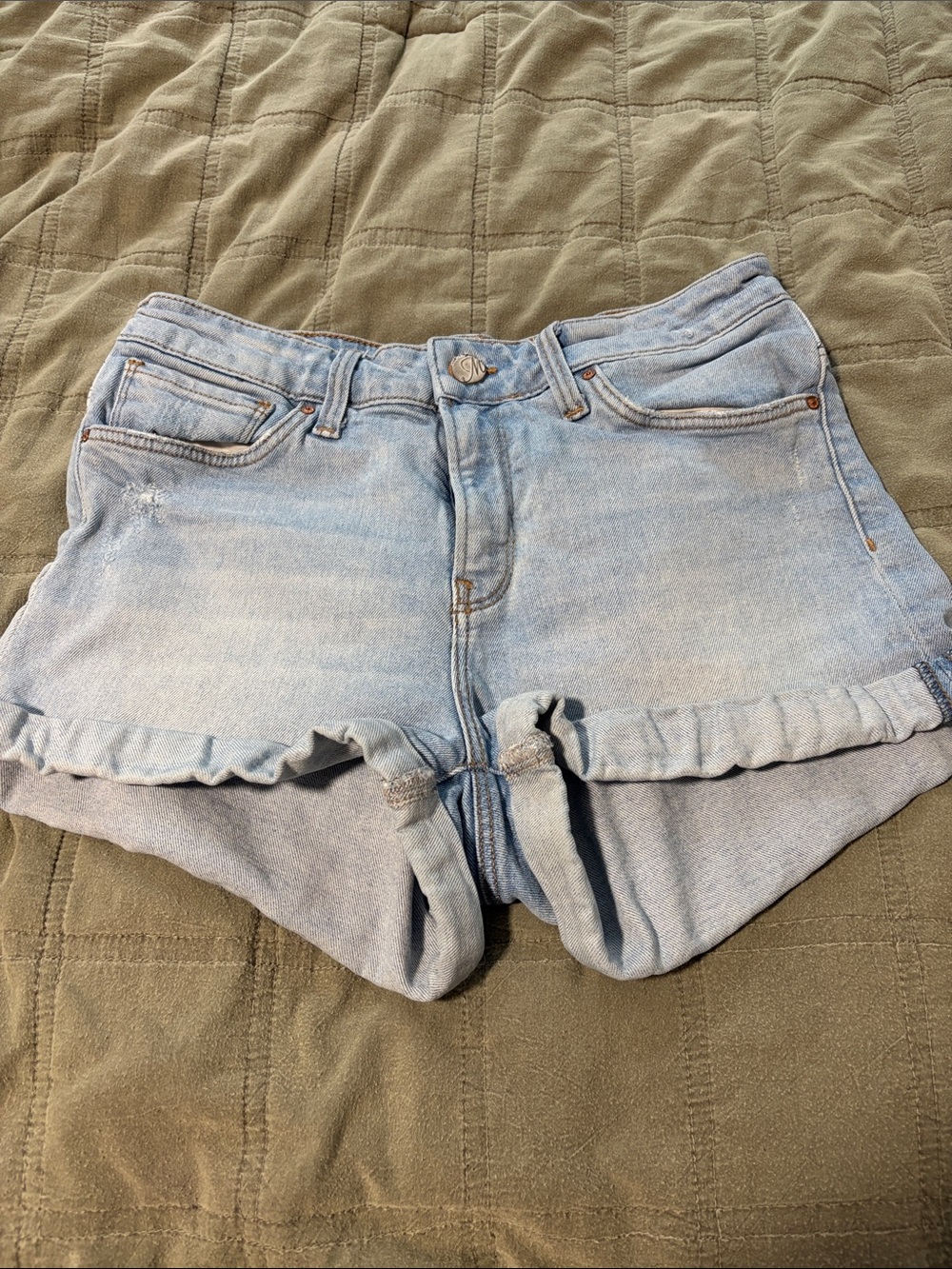 Mavi Light Blue Denim Ruffle-Hem Shorts